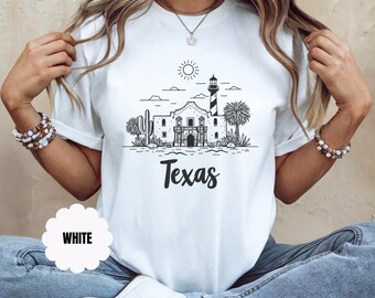 The Alamo Texas T-shirt, Black Line art, Country Shirt, Minimalist Texas Shirt, Country Music, Texas Home State, Cute Texas Gift, TX Pride
