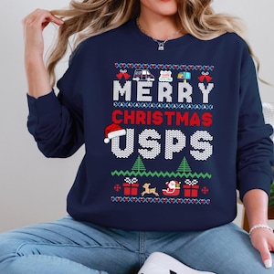 Sudadera navideña de cartero de USPS, sudadera navideña con cuello redondo, regalo para cartero, regalo de Navidad, regalo para cartero, bonito regalo para mujer.