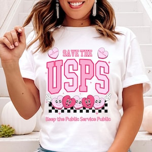 Camiseta Save the USPS, camiseta divertida do serviço postal, camiseta feminina gráfica, camiseta fofa, proteja os correios, camiseta Save the Post Office