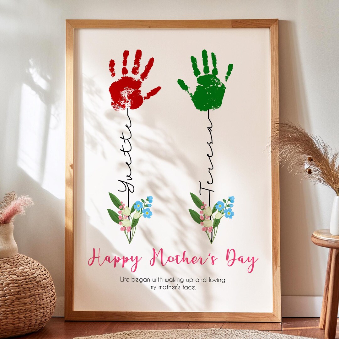 Mothers Day Handprint Print, Handprints for Mom, Family Gift, Custom ...