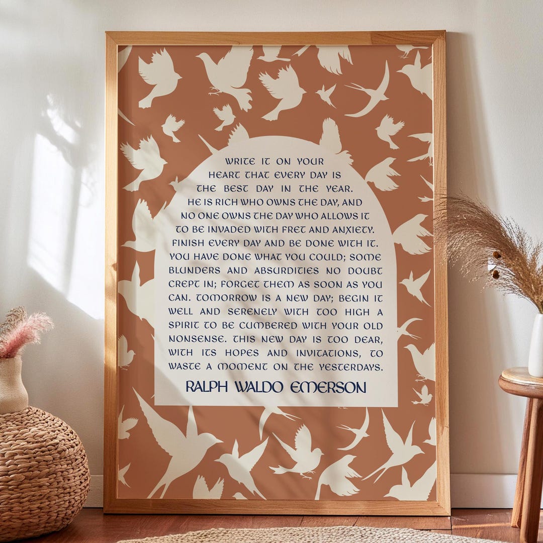 Ralph Waldo Emerson Art, Write It on Your Heart Framed Canvas Print ...
