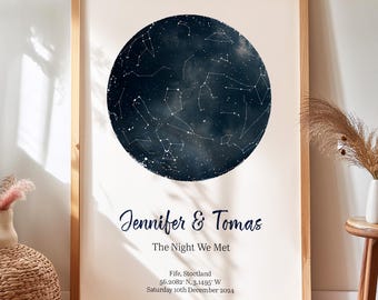 Customized Star Map Framed Wall Art, Customized Gift, The Night We Met Star Map Framed Art, Custom Star Map, Personal Star Map, Home Gift