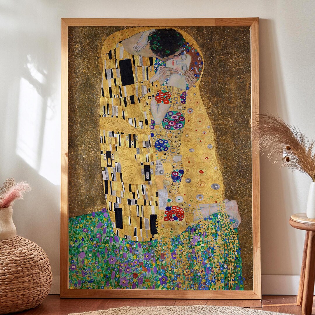 Gustav Klimt Wall Art, the Kiss Framed Canvas, Romantic Wall Art, the ...