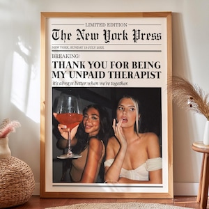 Custom Friendship Wall Art, Newspaper Print, Custom Gift, Best Friend Wall Art, Framed Wall Art, Wall Art, Birthday Gift, Gift for Her