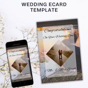 Biglietti d'auguri digitali personalizzati per matrimoni, video card per matrimoni glamour, biglietti d'auguri digitali modificabili per congratulazioni di matrimonio per coppie felici