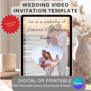 Invitation de mariage romantique modifiable avec texte animé, invitation, ensemble de vidéos de mariage pour smartphone, envoi rapide, modèle d'invitation de vidéo de mariage virtuel