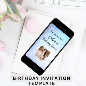 Elegante Einladung Vorlage zum ausdrucken und Video Geburtstag Feier Einladung DIY animierte Geburtstag digitale Einladung MP4 Geburtstag Video