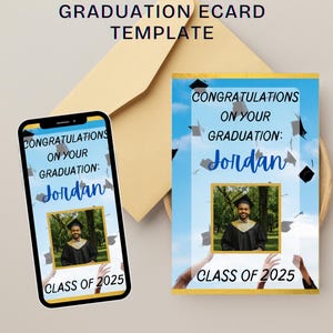 L'obtention du diplôme ECard Carte personnalisée pour les diplômés 2025 Cadeau pour les diplômés numérique Félicitations Diplômé personnalisé promotion 2025 ECard modifiable virtuelle Félicitations aux étudiants