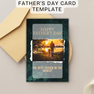 Carte de fête des pères pour beau-père, carte numérique avec carte virtuelle de voeux personnalisée du fils pour père, modèle de carte virtuelle sur le thème de la nature relaxante