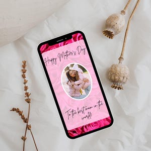 Carte numérique personnalisée pour la Fête des Mères à envoyer pour des voeux sincères pour une personnalisation facile, modèle de carte à imprimer floral pour maman