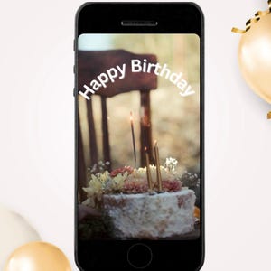 Digital Birthday Video Greeting Card Instant Download Celebration Animated Message for Friend Wish Virtual Rustic Design Floral Candle