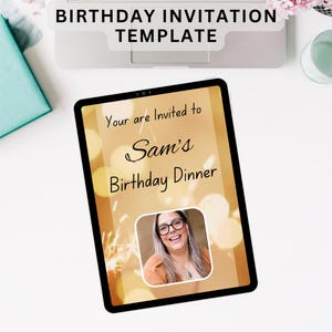 Invito digitale per cena di compleanno per adolescenti, invito digitale animato per festa di compleanno, modello di invito per festa di compleanno della sorella