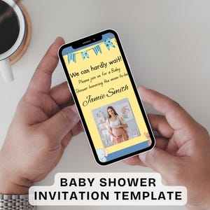 Invito personalizzato per neonato, modello di invito stampabile per baby shower, invito con testo, invito per baby shower, invito per figlia e neonato.