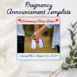 Modèle personnalisable d'annonce de grossesse pour bébé, modèle d'annonce de grossesse pour bébé, modèle de publication sur les réseaux sociaux