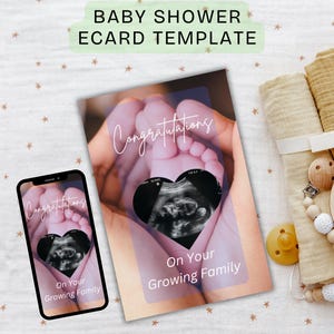 Interactieve e-card babyshowerkaart bewerkbare digitale babykaartsjabloon Virtuele babykaart voor collega's babyshowerkaart milieuvriendelijk