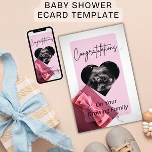 Biglietto digitale per baby shower per neo-genitori Modello di biglietto elettronico per baby shower Biglietto di auguri per neonati personalizzato per colleghi Biglietto per neonati stampabile online