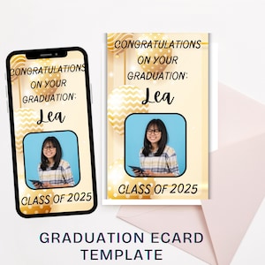 Carte virtuelle de remise des diplômes personnalisable pour lycéens de félicitations Cartes numériques à faire soi-même pour la célébration des diplômés Carte de voeux personnalisée pour ami