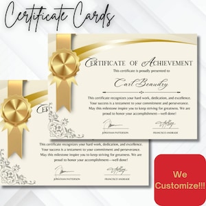 Benutzerdefinierte Urkunde druckbare Auszeichnung Gold Style Design personalisierte Achievement Anerkennung anpassbare Urkunde