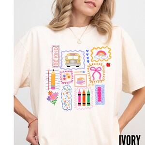 Comfort Colors Trendy Teacher Shirt, Colorful Doodle Back To School Shirt, Preppy Coquette School T-shirt, Girly Pink Bow Tee, Teacher Gifts
