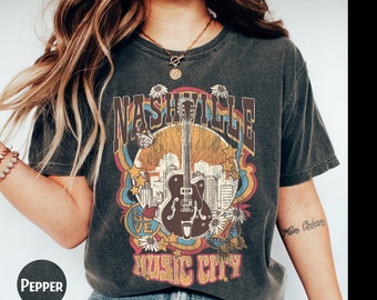 Comfort Colors Tennessee Western T-Shirt: Vintage Nashville Music