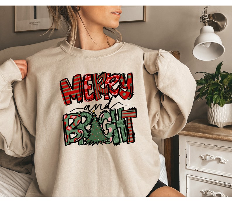 Merry and Bright Sweatshirt, Christmas Shirts, Family Christmas Hoodies