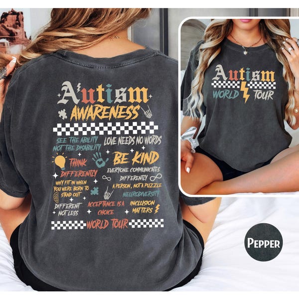 Autism Awareness Comfort Colors Tee: Neurodiversity World Tour