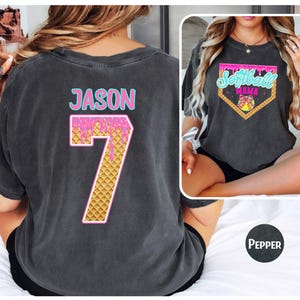 Personalized Softball Drip Mama Shirt, Custom Softball Jersey, Softball sweatshirt, Team Mom T Shirt, Ice Cream Drip Tee, Mother&#39;s Day Gift