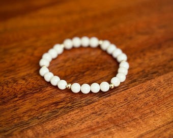 Bamboo Jasper Bracelet: 6mm River Stone & Gold-Filled Beads