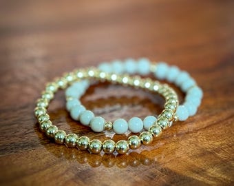 Gold-Filled Beaded Bracelet – 6mm Polished Beads – Classic Stretch Bracelet – Timeless Minimalist Jewelry