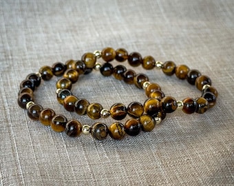 Tiger’s Eye Bracelet | Gold Filled Beaded Bracelet | Handmade Gemstone Jewelry