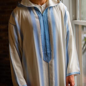 Handmade Striped Moroccan Djellaba: Mlifa Cotton Eid Ramadan Robe