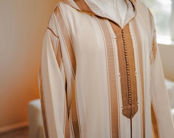 Ręcznie robiona marokańska Djellaba Fasiya dla mężczyzn | Tradycyjny strój Kaftan Eid
