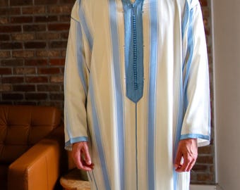 Handmade Striped Moroccan Djellaba: Mlifa Cotton Eid Ramadan Robe