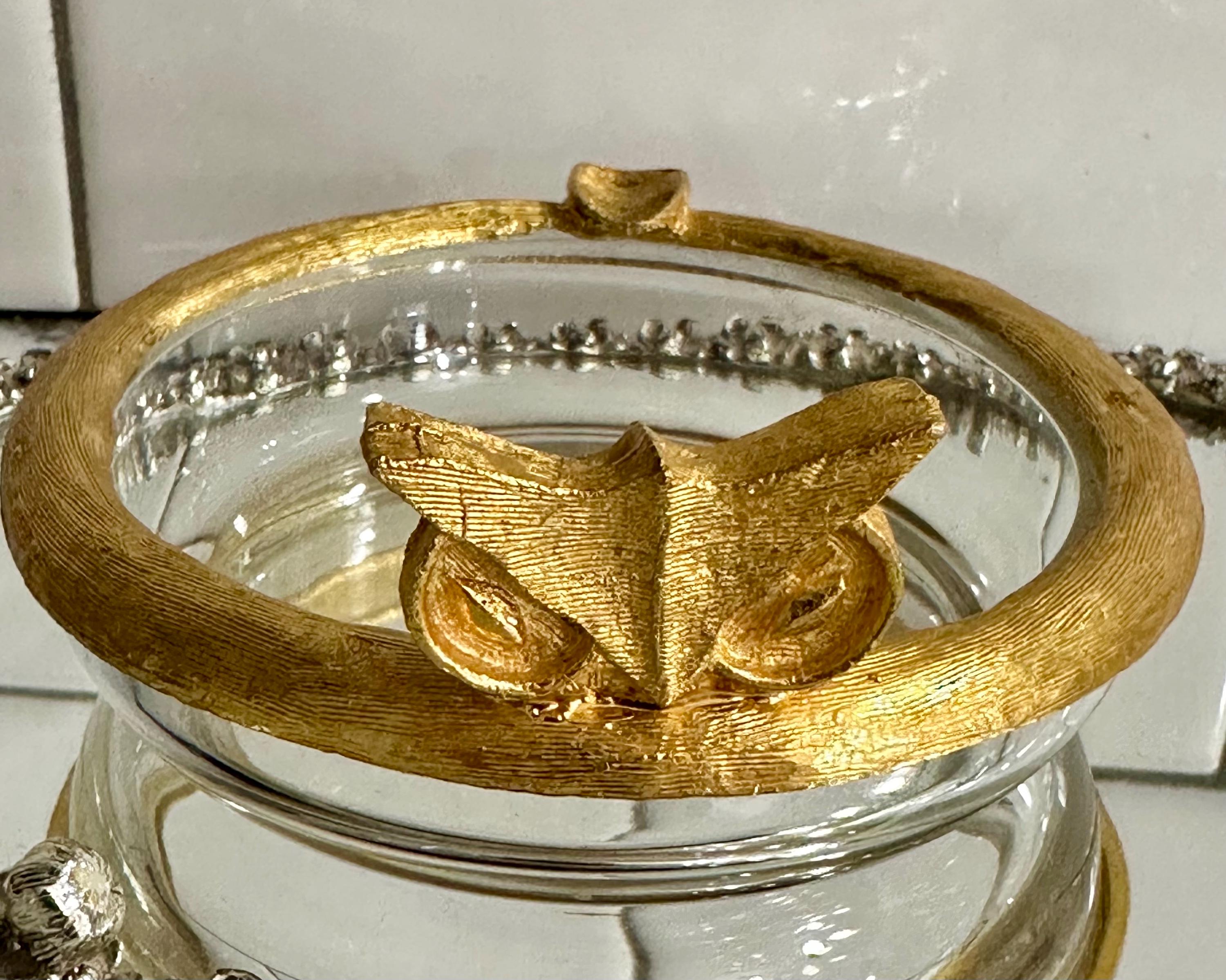 Vintage Small Trinket Dish Ashtray Owl Design Gold Tone Very Unique