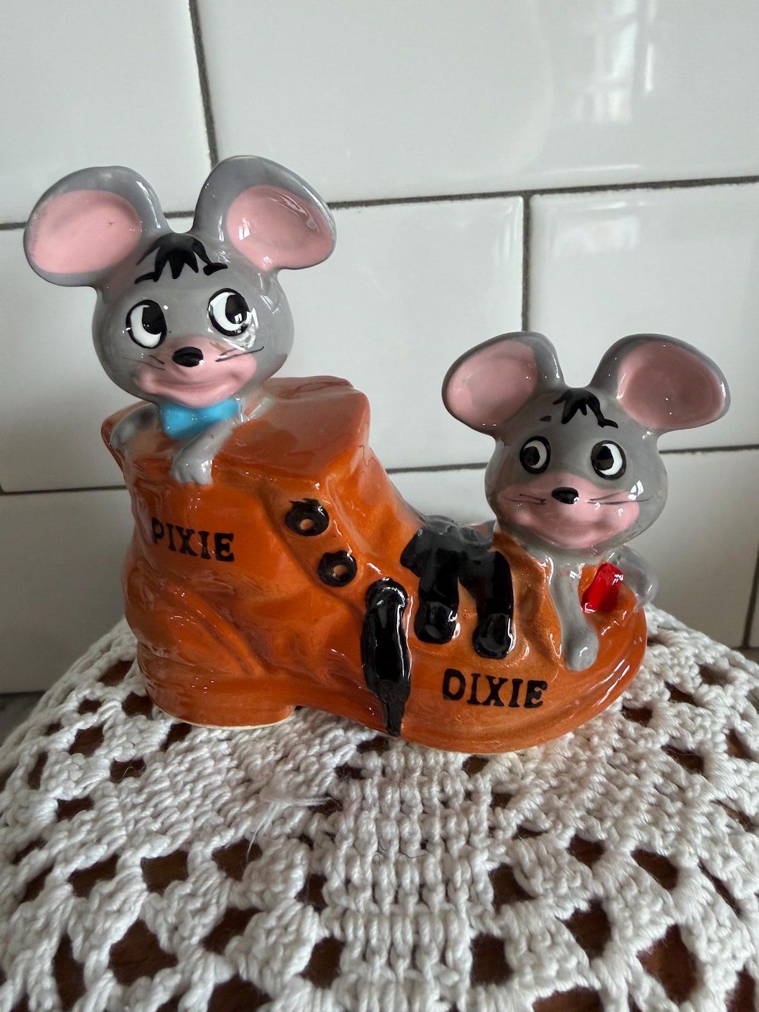 Pixie and Dixie Mice Ceramic Figurine 1960s Huckleberry Hound Hanna ...