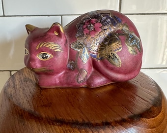 Figurka leżącego kota Fitz i Floyd Porcelain Vintage