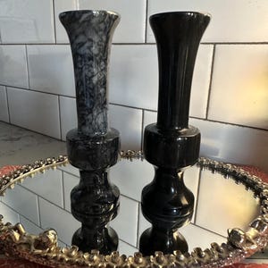 Mini vasi portacandele Mid Century Onyx - Coppia nero e grigio antracite