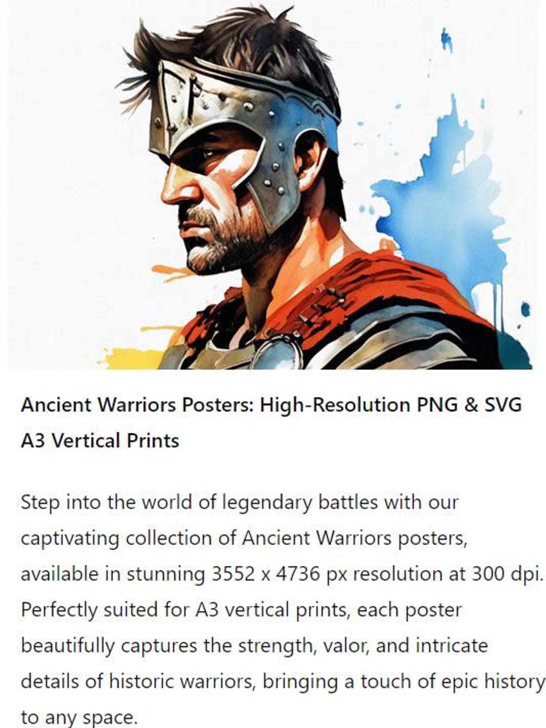 Ancient Warriors Posters: High-resolution PNG & SVG A3 Vertical Prints