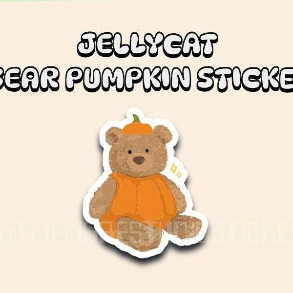 Jellycat Bear Pumpkin Sticker| Handmade