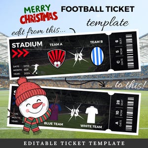 Überraschung Fußball bearbeitbares Ticket Vorlage | Personalisiertes Fußballspiel Geschenk-Gutschein | Einzigartige personalisierte Geschenkidee zum Geburtstag für Fußballfan