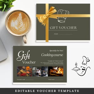 Vale regalo sorpresa para curso de cocina, lección de cocina de cumpleaños, boleto de aniversario personalizable para pareja, regalo imprimible y editable