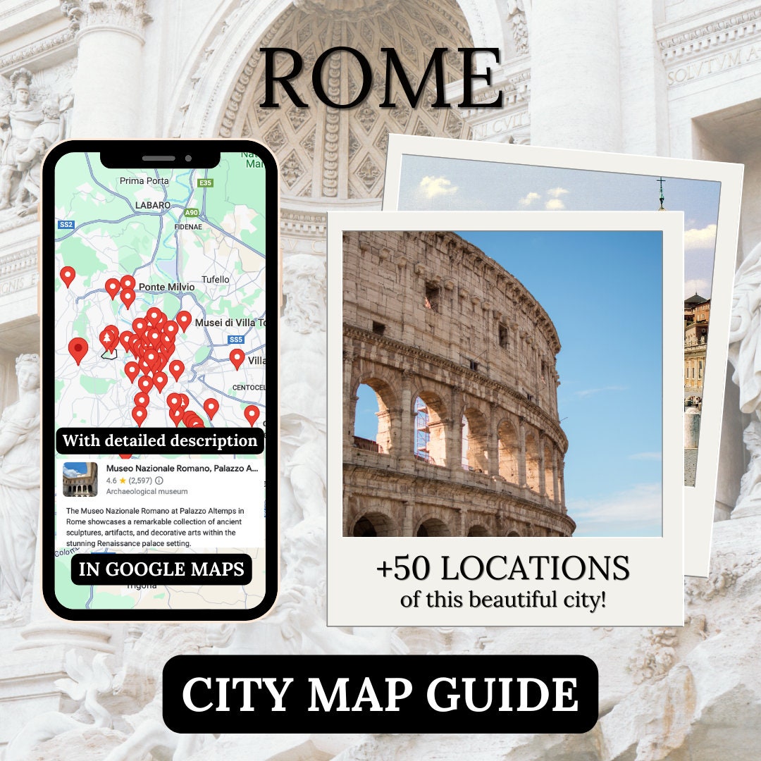 Plan Route Rome Rome City Map Guide, Digital Planner for Trip to the Italy, Mobile Tour ...