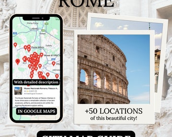 Stadsplattegrondgids van Rome, digitale planner voor reis naar Italië, mobiel tourplan, klaar om Rome te verkennen met het perfecte reisplan