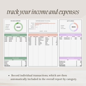 Presupuesto mensual simple, plantilla de planificador financiero de Excel, rastreador de ingresos y gastos, controle sus gastos en gráficos de forma fácil e inteligente imagen 6