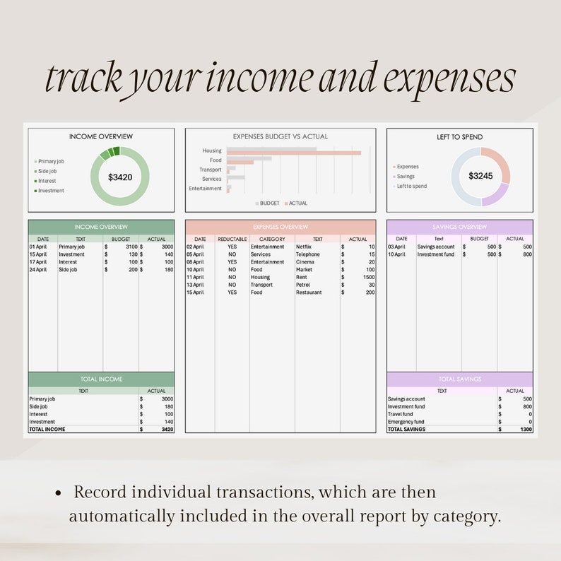 Presupuesto mensual simple, plantilla de planificador financiero de Excel, rastreador de ingresos y gastos, controle sus gastos en gráficos de forma fácil e inteligente imagen 6