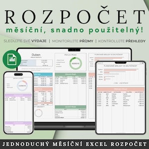 Jednoduchý měsíční rozpočet | Excel šablona pro finanční plánování | Sledujte příjmy, výdaje a úspory | Domácí finance | Jednoduchý budget