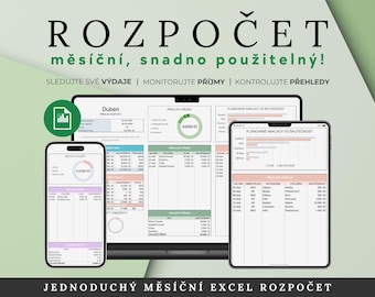 Jednoduchý měsíční rozpočet | Excel šablona pro finanční planování | Sledujte příjmy, výdaje a úspory | Domácí finanse | Jednoduchowy budżet