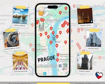 Prague City Map Guide and 3 Days Itinerary, Digital Planner Bundle for Your Trip to the Czech Republic, Mobile Daily Tour Step by Step Plan