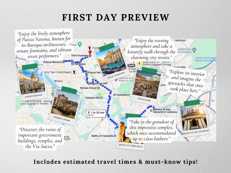 Rome Map Guide & 3-Day Itinerary | Digital Travel Planner | Mobile-Friendly Ebook Tour Guide with 50+ Locations image 6