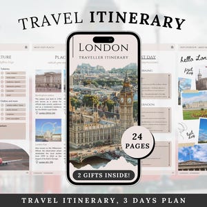 Roteiro de Viagem para Londres | Planejador Digital de Viagem de 3 Dias | Modelo Canva Totalmente Editável | Guia de Mapas para Dispositivos Móveis | Download Instantâneo